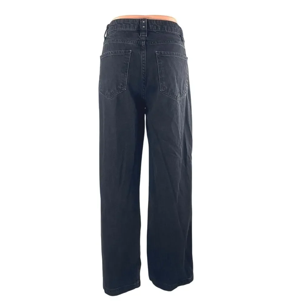 Zara Women's Black High Waisted Baggy Wide Leg Y2k Casual Denim Jeans Size 4 - Picture 3 of 4